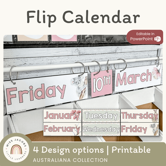 Flip Calendar - Australiana Classroom Decor