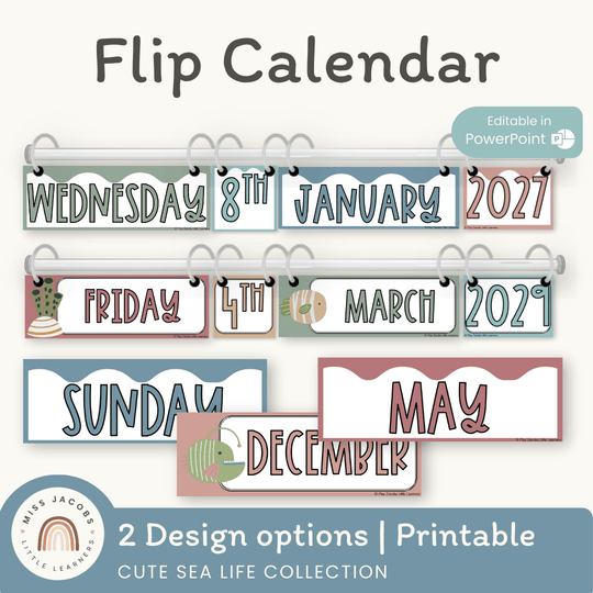 Flip Calendar - Cute Sea Life Classroom Decor
