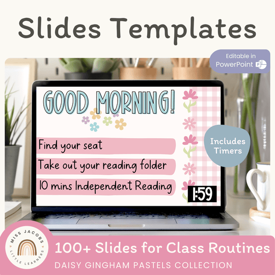 Google Morning Slides & PowerPoint Templates - Daisy Gingham Pastels