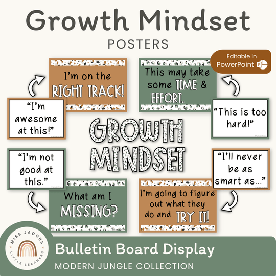 Growth Mindset Posters - Modern Jungle Classroom Decor