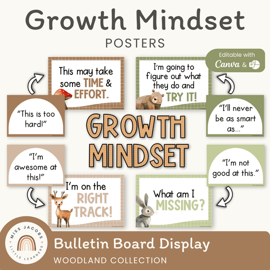 Growth Mindset Posters - Woodland Theme Classroom Decor