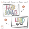 Hand Signals Posters - Spotty Pastel Classroom Decor - Miss Jacobs Little Learners