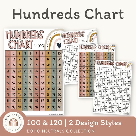 Hundreds Chart - Boho Neutrals Classroom Theme