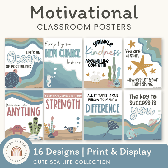 Inspirational Classroom Posters - Cute Sea Life Decor