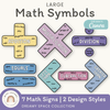 Large Math Symbols - Dreamy Space Theme Classroom Decor - Miss Jacobs Little Learners