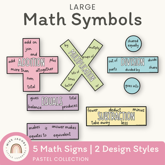 Large Math Symbols - Pastel Classroom Theme