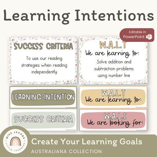 Learning Intention and Success Criteria Display - Australiana Decor