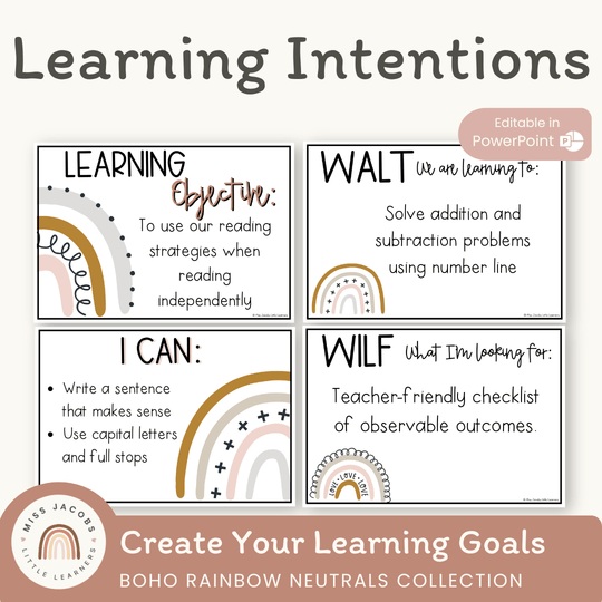 Learning Intention and Success Criteria Display - Boho Rainbow