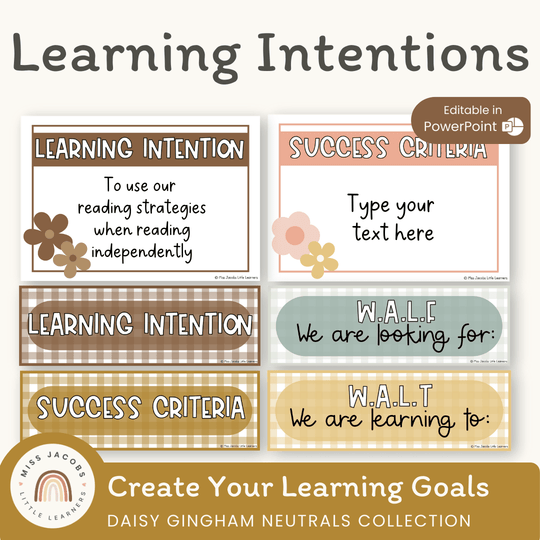 Learning Intention and Success Criteria Display - Daisy Gingham Neutrals