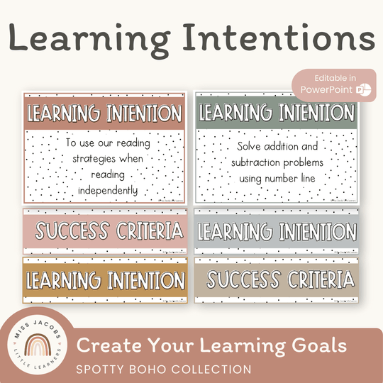 Learning Intention and Success Criteria Display - Spotty Boho Decor