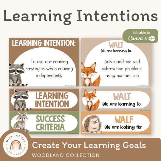 Learning Intentions and Success Criteria Display - Woodland Decor