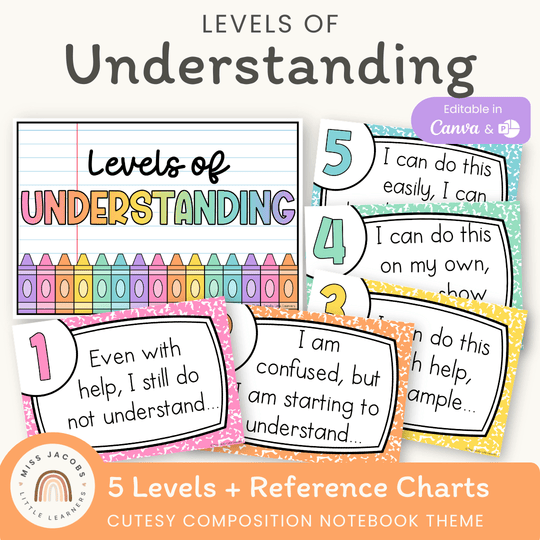 Levels Of Understanding Posters - Cutesy Composition Notebook Decor