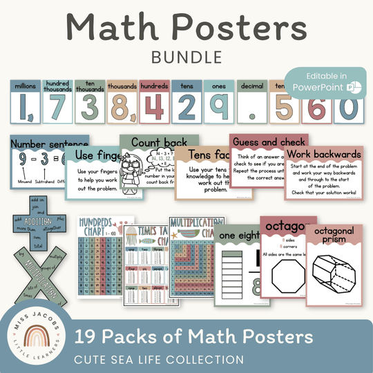 Math Posters Bundle - Cute Sea Life Theme