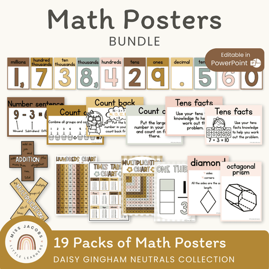Math Posters Bundle - Daisy Gingham Neutrals