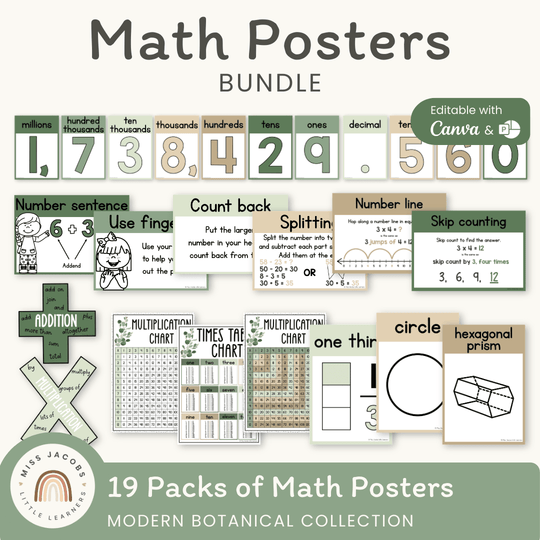 Math Posters Bundle - Modern Botanical Theme