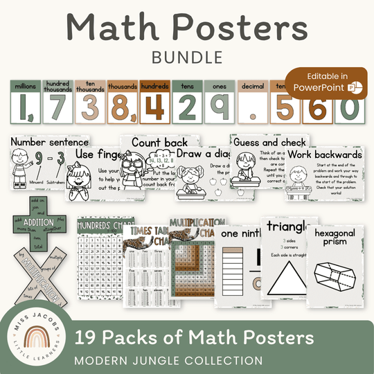 Math Posters Bundle - Modern Jungle Theme