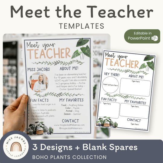 Meet the Teacher Templates - Boho Plants Classroom Decor
