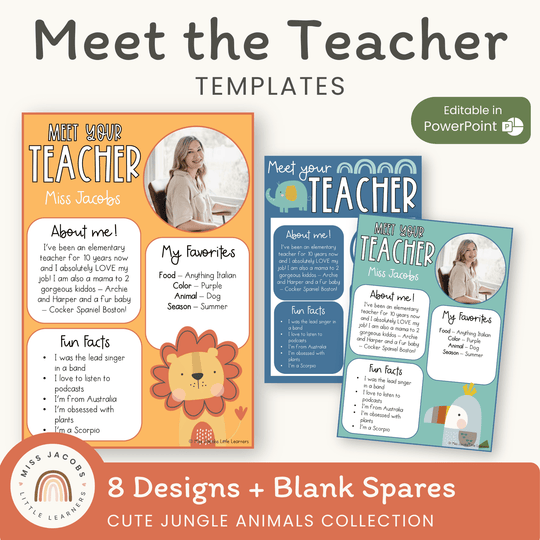 Meet the Teacher Templates - Cute Jungle Animals Decor