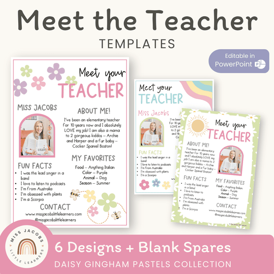 Meet the Teacher Templates - Daisy Gingham Pastels Decor