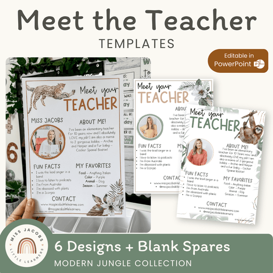 Meet the Teacher Templates - Modern Jungle Classroom Decor