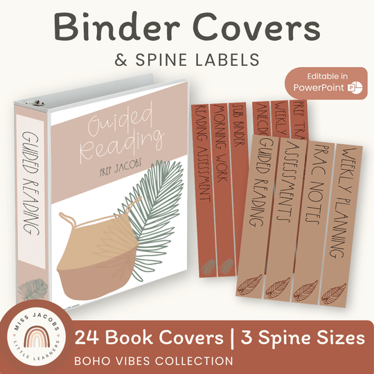Modern Boho Vibes Binder Covers and Spines | Editable