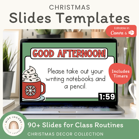 Morning Meeting Slides Templates: Google, Canva, PPT - Christmas Theme