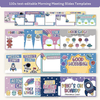 Morning Meeting Slides Templates: Google, Canva, PPT - Dreamy Space Theme - Miss Jacobs Little Learners
