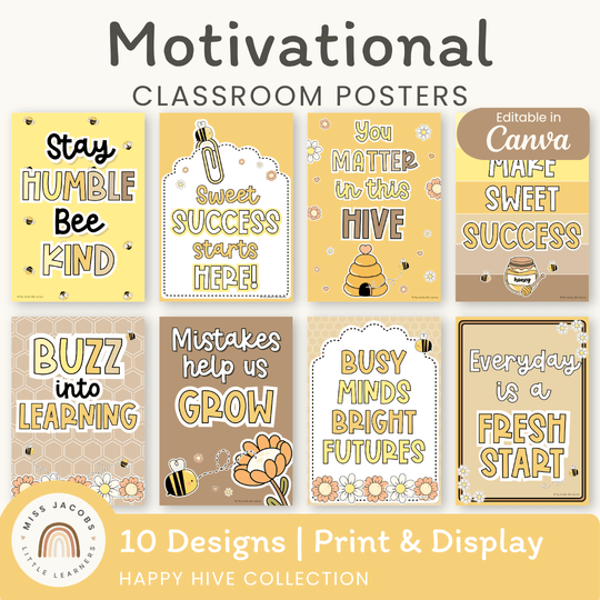 Motivational Classroom Posters - Happy Hive Classroom Decor
