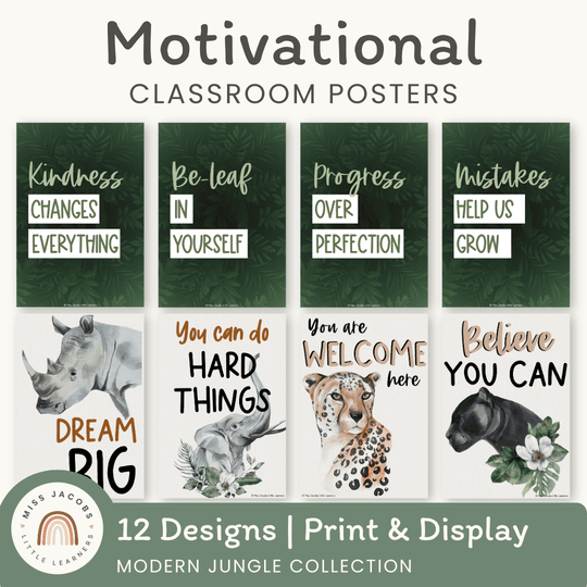 Motivational Classroom Posters - Modern Jungle Decor