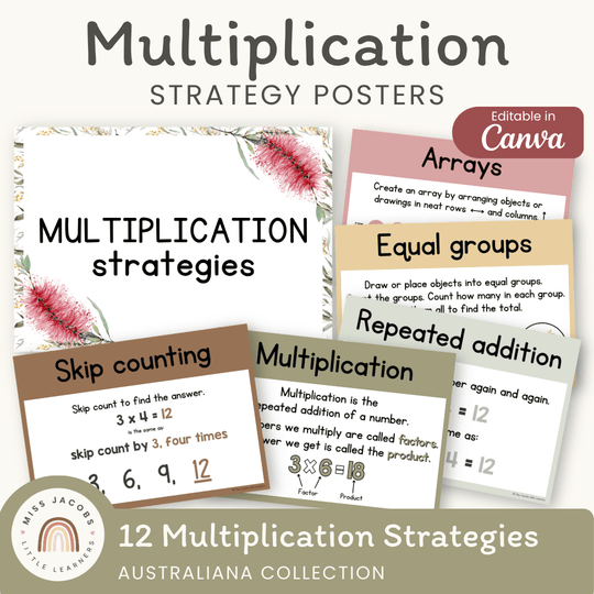 Multiplication Strategies Posters - Australiana Classroom Decor