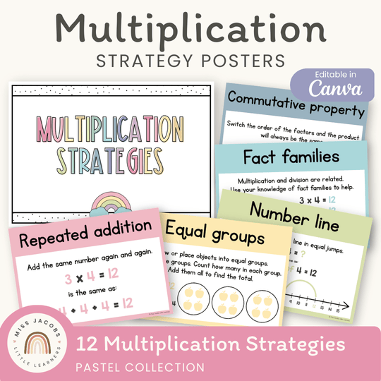 Multiplication Strategies Posters - Pastel Classroom Decor