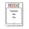 News Roster Show & Tell Display - Spotty Pastel Decor - Miss Jacobs Little Learners