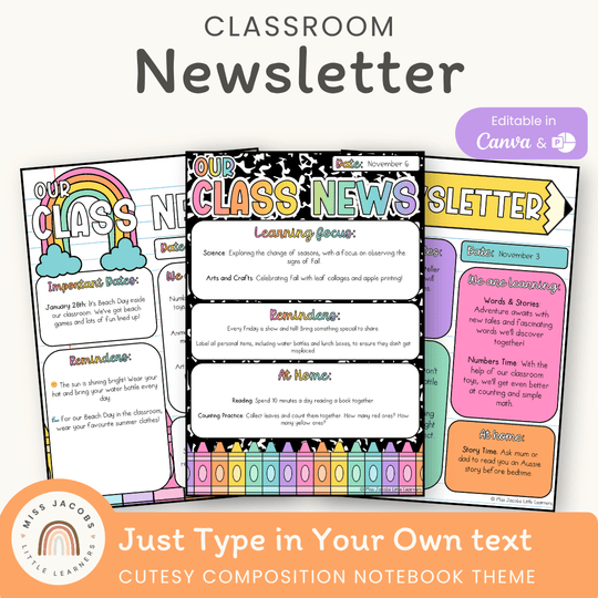 Newsletter Templates - Cutesy Composition Notebook Theme