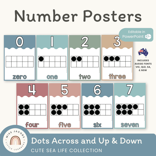 Number Posters with Ten Frames - Cute Sea Life Decor