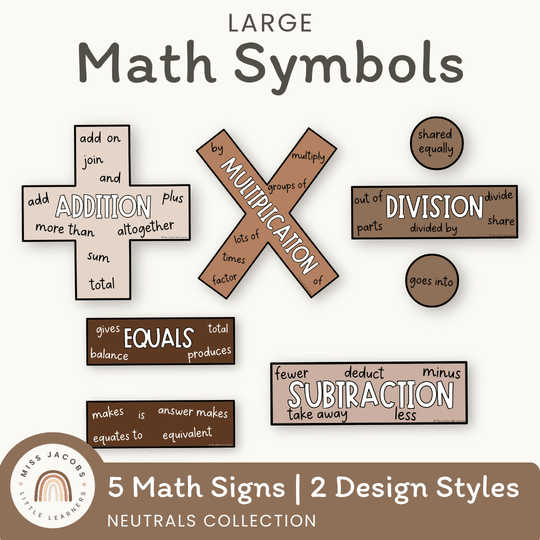 Ombre Neutrals Large Math Symbols
