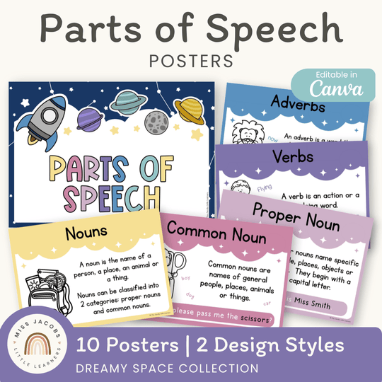Parts of Speech Posters - Dreamy Space Theme