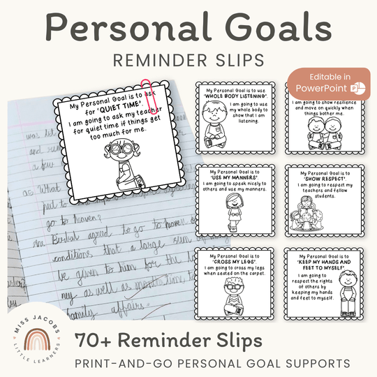 Personal Goals - Student Reminder Slips