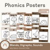 Phonics Posters | Ombre Neutral English Classroom Decor - Miss Jacobs Little Learners