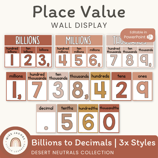 Place Value Display | DESERT NEUTRALS | Boho Vibes Classroom Decor