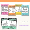 Punctuation Posters - Cutesy Composition Notebook English Decor - Miss Jacobs Little Learners