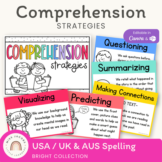 Reading Comprehension Strategies Posters - Bright Theme
