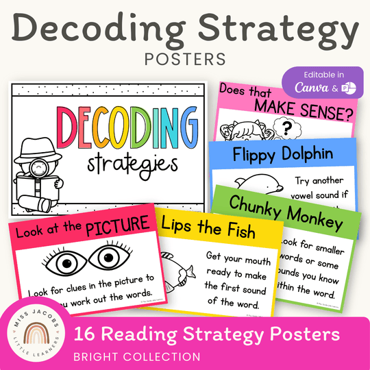 Reading Decoding Strategies Posters - Bright Theme