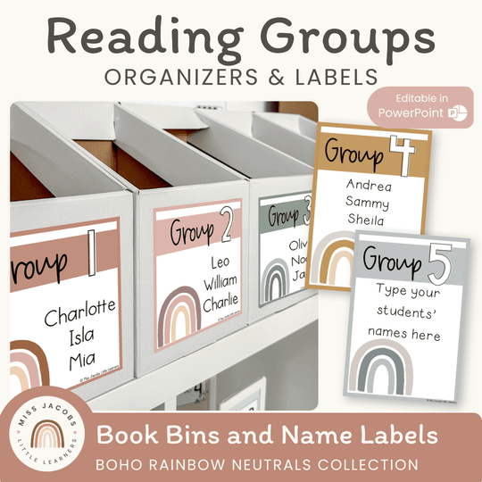 Reading Group Organizers & Labels - Boho Rainbow Decor