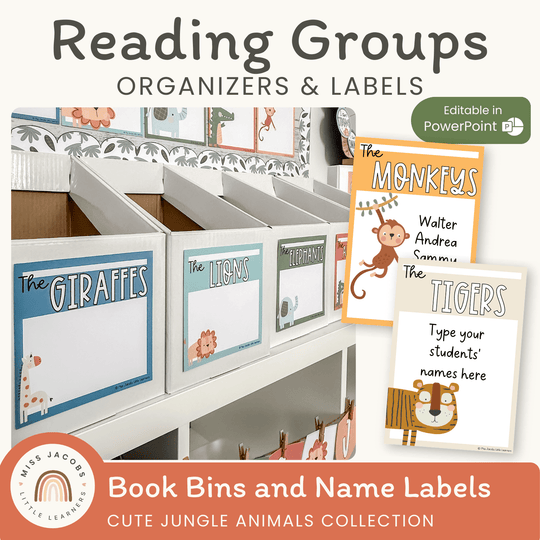 Reading Group Organizers & Labels - Cute Jungle Animals