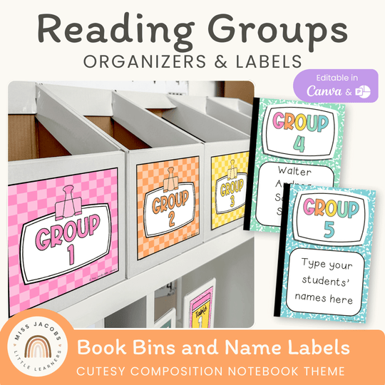 Reading Group Organizers & Labels - Cutesy Composition Notebook Decor