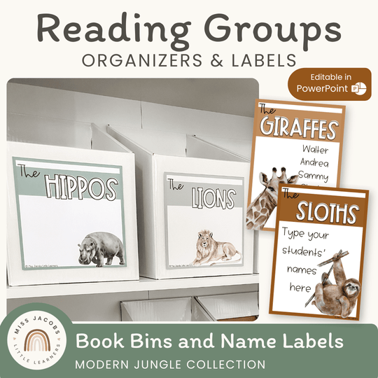 Reading Group Organizers & Labels - Modern Jungle Classroom Decor