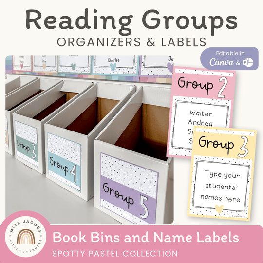 Reading Group Organizers & Labels - Spotty Pastel Decor