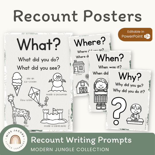 Recount Posters - Modern Jungle Classroom Decor