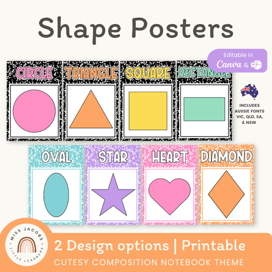 Shape Posters - Cutesy Composition Notebook Decor