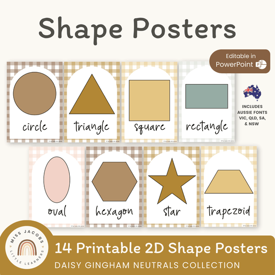 Shape Posters - Daisy Gingham Neutrals Decor